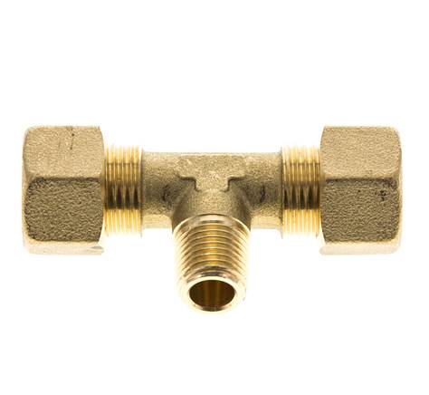 R Raccord à compression en Té en laiton 1/4'' mâle x 12mm 75 Bar DIN EN 1254-2