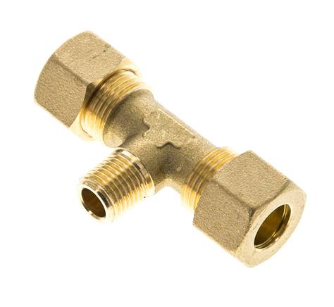 R Raccord à compression en Té en laiton 1/4'' mâle x 12mm 75 Bar DIN EN 1254-2