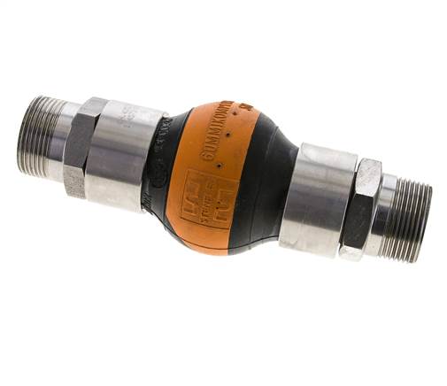 Joint D'Expansion En Caoutchouc Fileté DN32 R 1-1/4'' (Mâle)-R 1-1/4'' (Mâle) EPDM Acier Inoxydable