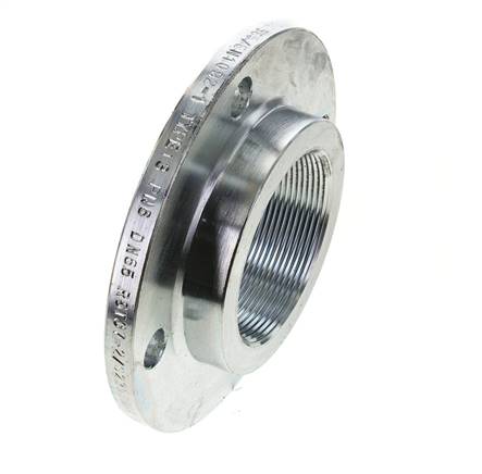 Bride Filetée DN65-PN6 Rp 2-1/2'' Acier Galvanisé DIN 2565 Et EN 1092-1 (Type 13)