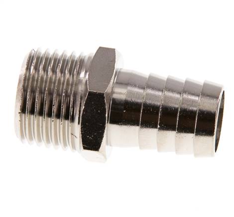 R 1/2'' mâle x 16mm barbe de tuyau en laiton nickelé 16 bars