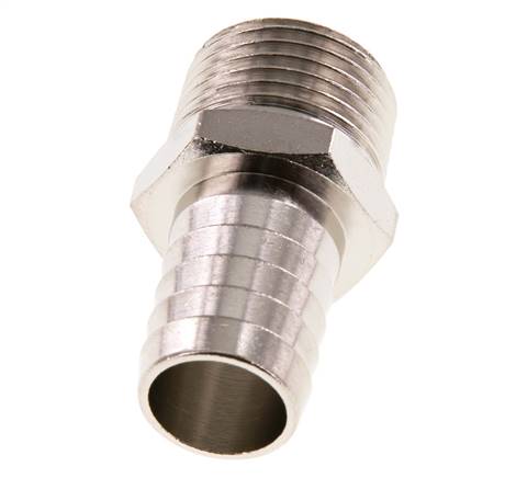 R 1/2'' mâle x 16mm barbe de tuyau en laiton nickelé 16 bars