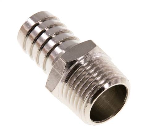 R 1/2'' mâle x 16mm barbe de tuyau en laiton nickelé 16 bars