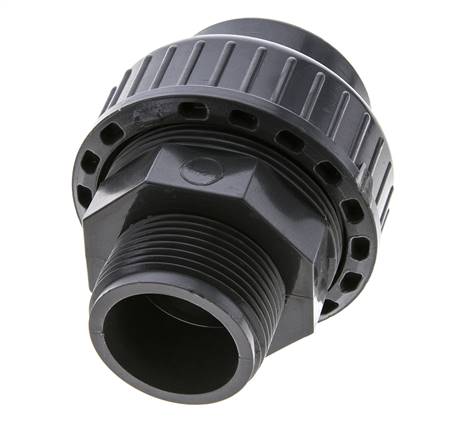 Raccord union en PVC femelle à douille 40mm x mâle R 1 1/4'' FKM