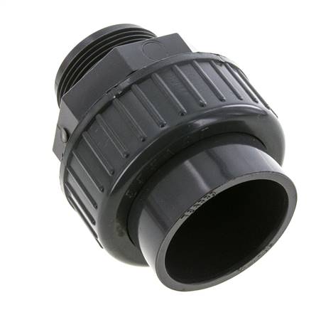 Raccord union en PVC femelle femelle 50mm x mâle R 1-1/2'' FKM