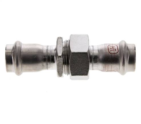 Raccord union à sertir - 22mm femelle - Acier inoxydable à joint plat