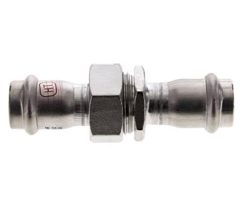 Raccord union à sertir - 22mm femelle - Acier inoxydable à joint plat