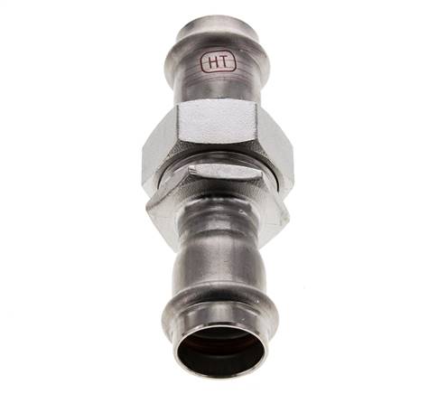 Raccord union à sertir - 22mm femelle - Acier inoxydable à joint plat