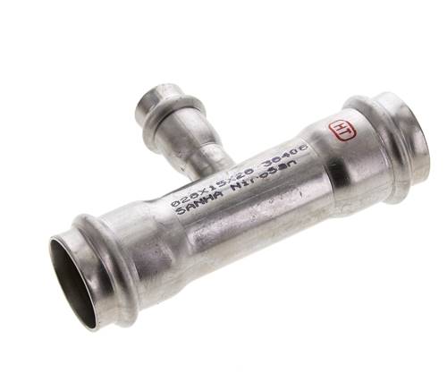 Raccord en T à sertir - 15mm Femelle & 28mm - Acier inoxydable