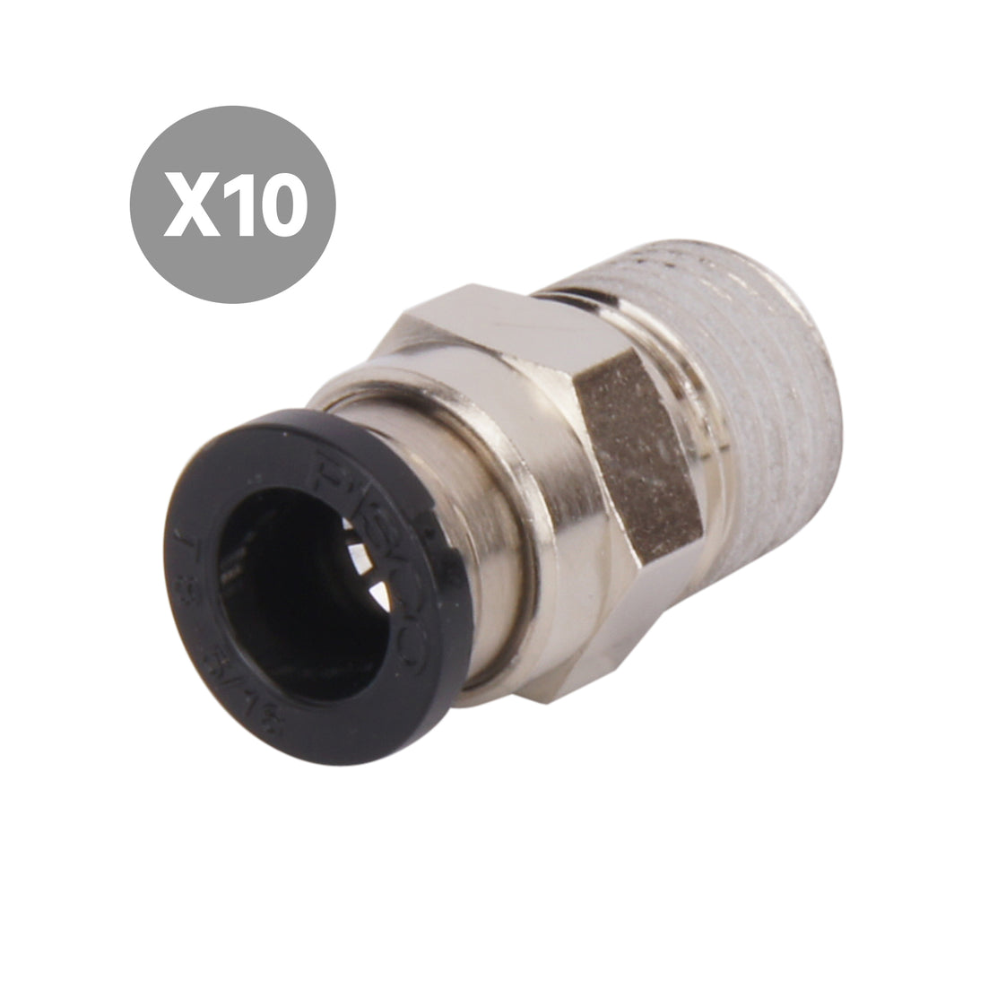 6mmxR1/8'' droit à emboîtement [10 pièces].