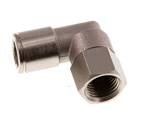 Raccord enfichable coudé 90deg 10mm x G1/4'' avec filets femelles Laiton NBR Rotatif