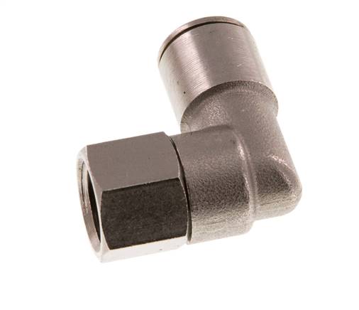 Raccord enfichable coudé 90deg 10mm x G1/4'' avec filets femelles Laiton NBR Rotatif