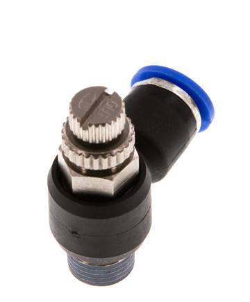 Coude de sortie de compteur du silencieux Flow Control 6 mm - R1/8'' laiton/PA 66