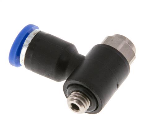 Coude de sortie de compteur du silencieux de contrôle du débit 4 mm - M5 Laiton/PA 66 Vis fendue