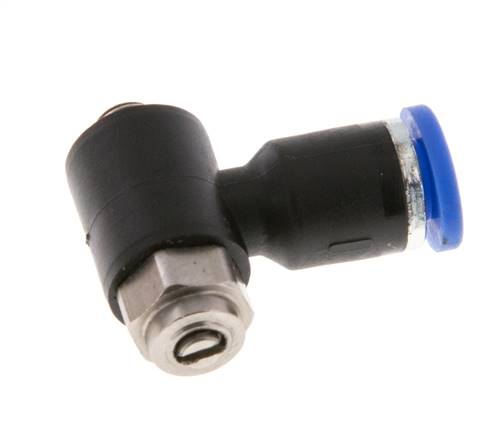 Coude de sortie de compteur du silencieux de contrôle du débit 4 mm - M5 Laiton/PA 66 Vis fendue