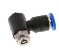 Coude de sortie de compteur du silencieux de contrôle du débit 4 mm - M5 Laiton/PA 66 Vis fendue