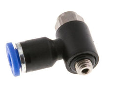 Coude de sortie de compteur du silencieux de contrôle du débit 4 mm - M5 Laiton/PA 66 Vis fendue