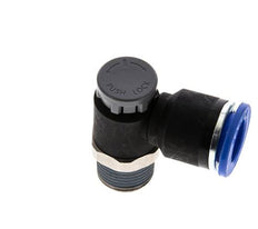 Vanne de régulation de débit Coude de sortie de compteur 12 mm - R3/8'' Laiton/ Contre-écrou PA 66