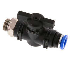 Vanne à boule droite à 2 voies 8 mm - G1/4'' plastique/laiton
