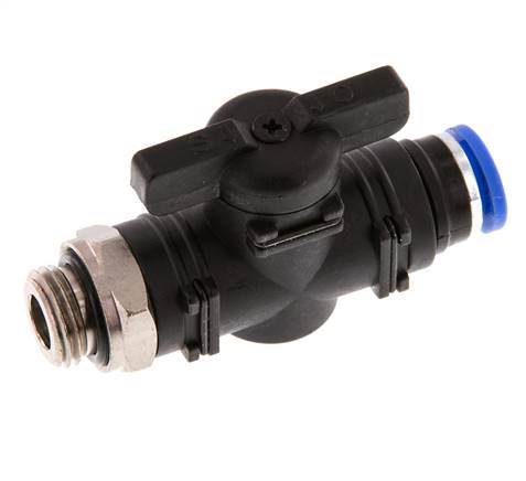 Vanne à boule droite à 2 voies 8 mm - G1/4'' plastique/laiton