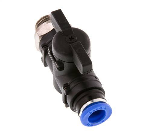 Vanne à boule droite à 2 voies 8 mm - G1/4'' plastique/laiton
