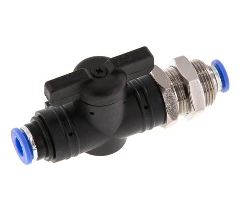 Vanne à boisseau sphérique droite à 2 voies 6 mm Bulkhead en plastique/laiton