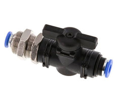 Vanne à boisseau sphérique droite à 2 voies 6 mm Bulkhead en plastique/laiton