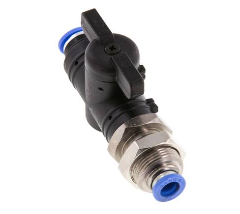 Vanne à boisseau sphérique droite à 2 voies 6 mm Bulkhead en plastique/laiton