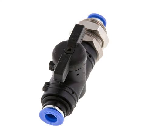 Vanne à boisseau sphérique droite à 2 voies 6 mm Bulkhead en plastique/laiton