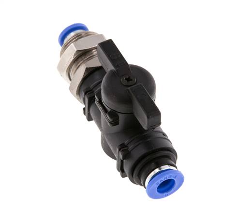 Vanne à boisseau sphérique droite à 2 voies 6 mm Bulkhead en plastique/laiton