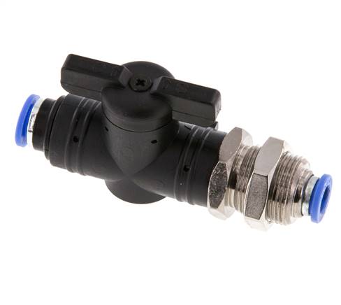 Vanne à boisseau sphérique droite à 2 voies 6 mm Bulkhead en plastique/laiton