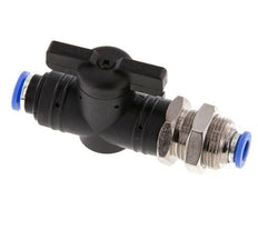 Vanne à boisseau sphérique droite à 2 voies 6 mm Bulkhead en plastique/laiton