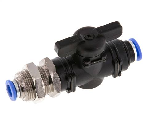 Vanne à boisseau sphérique droite à 2 voies 6 mm Bulkhead en plastique/laiton