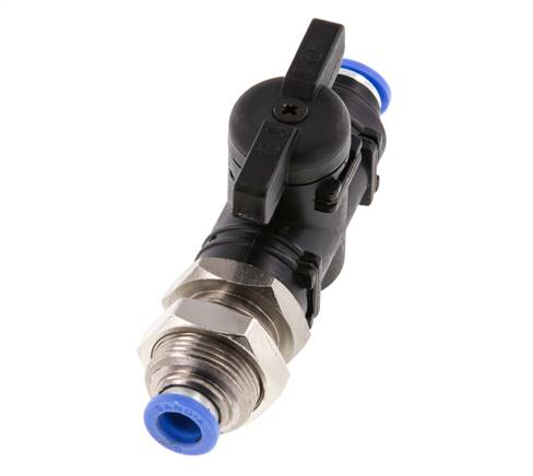 Vanne à boisseau sphérique droite à 2 voies 6 mm Bulkhead en plastique/laiton