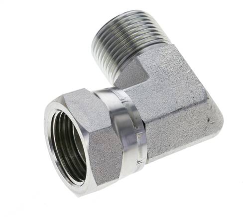 Raccord coudé 90° en acier zingué G 1'' M/F 150 Bar - Hydraulique