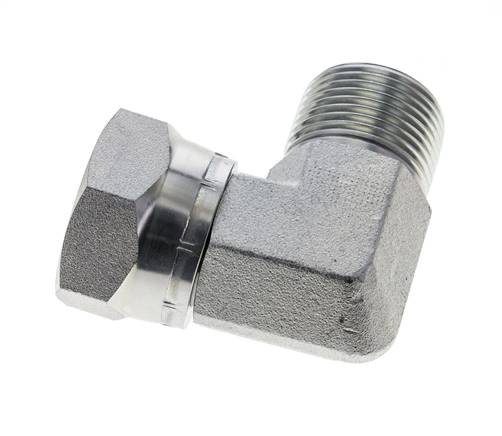 Raccord coudé 90° en acier zingué G 1'' M/F 150 Bar - Hydraulique