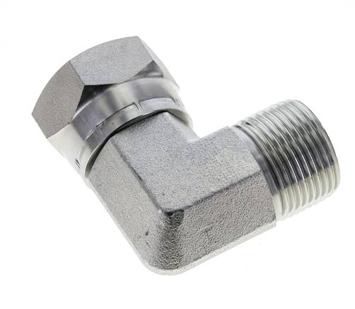 Raccord coudé 90° en acier zingué G 1'' M/F 150 Bar - Hydraulique