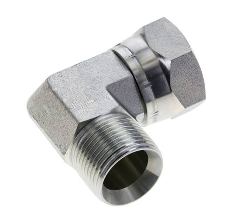 Raccord coudé 90° en acier zingué G 1'' M/F 150 Bar - Hydraulique