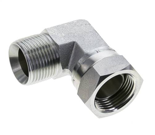 Raccord coudé 90° en acier zingué G 1'' M/F 150 Bar - Hydraulique