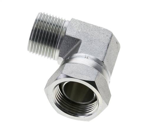 Raccord coudé 90° en acier zingué G 1'' M/F 150 Bar - Hydraulique