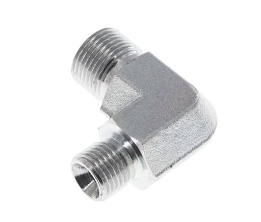 Raccord réducteur angulaire 90deg G3/8'' x G1/2'' Acier haute pression 60° Cône 325bar (4566.25psi) Hydraulique
