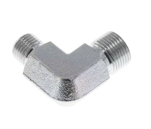 Raccord réducteur angulaire 90deg G3/8'' x G1/2'' Acier haute pression 60° Cône 325bar (4566.25psi) Hydraulique