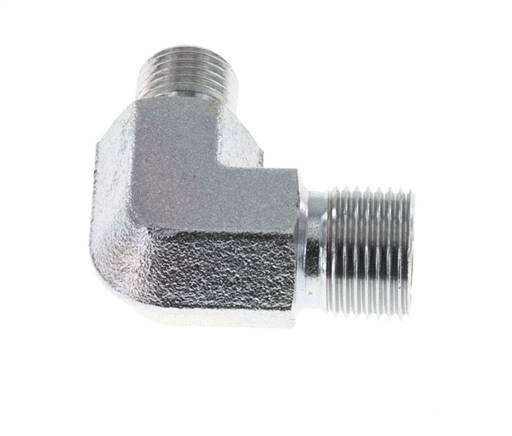 Raccord réducteur angulaire 90deg G3/8'' x G1/2'' Acier haute pression 60° Cône 325bar (4566.25psi) Hydraulique