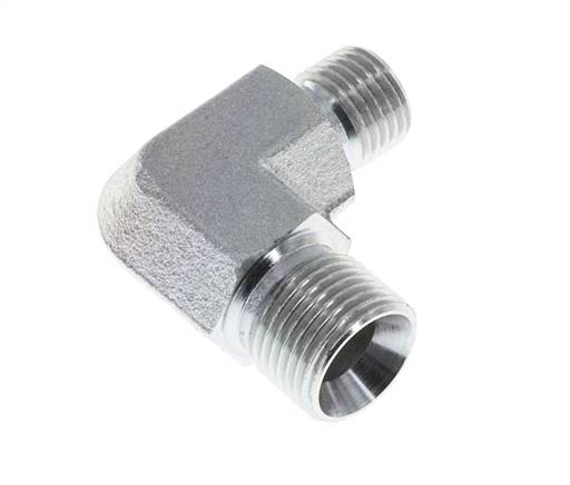 Raccord réducteur angulaire 90deg G3/8'' x G1/2'' Acier haute pression 60° Cône 325bar (4566.25psi) Hydraulique