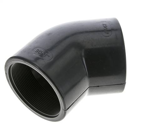 Raccord coudé 45deg Rp3'' femelle PVC-U 16bar (224.8psi) EN 1452-3