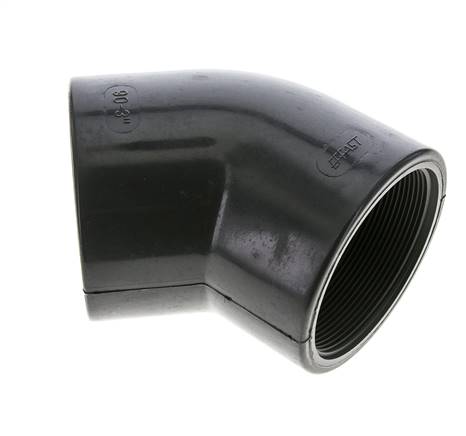 Raccord coudé 45deg Rp3'' femelle PVC-U 16bar (224.8psi) EN 1452-3