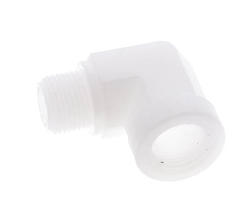 Raccord coudé 90deg G3/8'' mâle x femelle Polypropylène (pp) 10bar (140.5psi) FDA