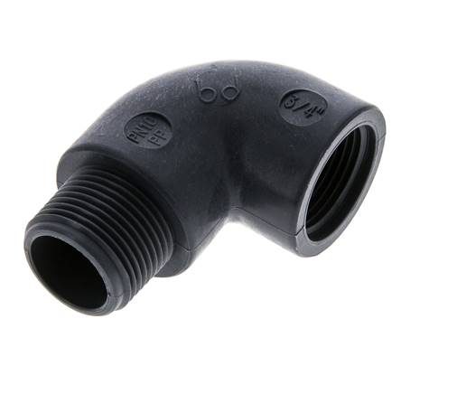 Raccord coudé 90deg G3/4'' mâle x femelle Polypropylène (pp) 10bar (140.5psi) FDA