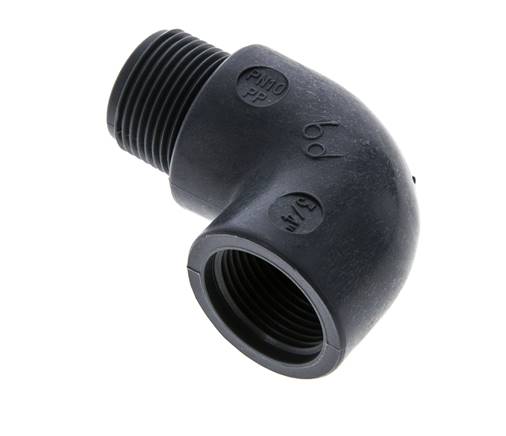 Raccord coudé 90deg G3/4'' mâle x femelle Polypropylène (pp) 10bar (140.5psi) FDA