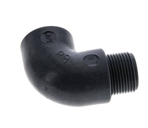 Raccord coudé 90deg G3/4'' mâle x femelle Polypropylène (pp) 10bar (140.5psi) FDA